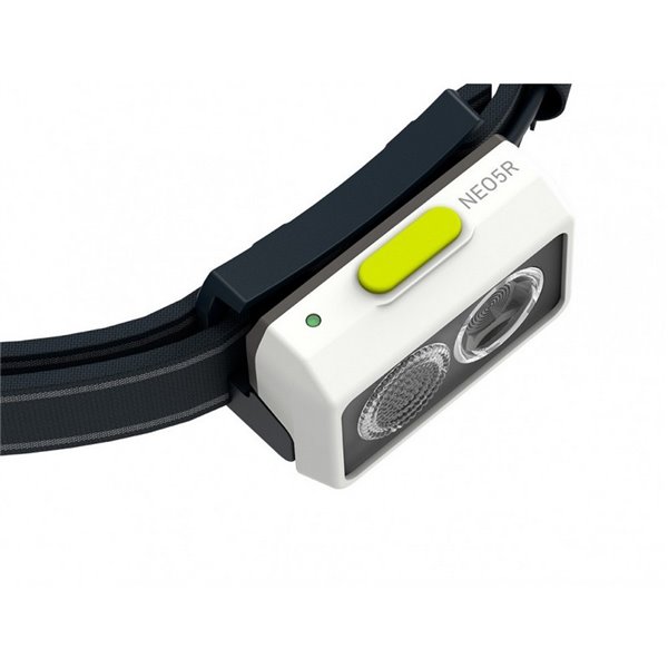 Linterna frontal LED NEO5R 600lm, alcance 100 metros, recargable IP54 para running Blanco/lima