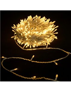 Cordão de luzes LED plano de baixa tensão com 300 LEDs, 30m, branco quente, 8 funções + memória + temperatura, para uso interno, 2