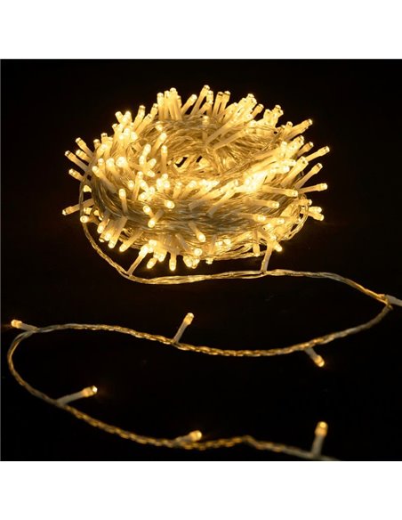 Guirlande lumineuse plate basse tension 30 m, 300 LED, blanc chaud, 8 fonctions + mémoire + température, intérieur, IP44