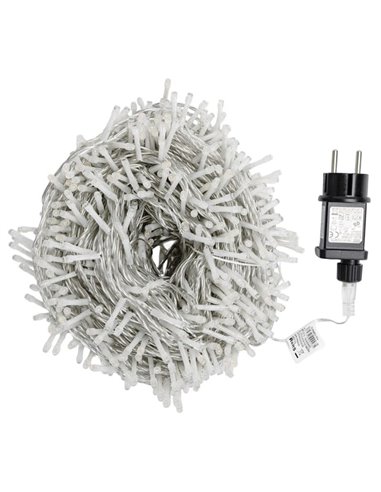 Guirnalda de 1000 luces LED 50m de bajo voltaje, blanco cálido, 8 modos, IP44