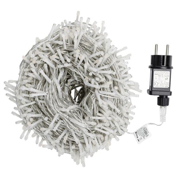 Guirnalda de 1000 luces LED 50m de bajo voltaje, blanco cálido, 8 modos, IP44