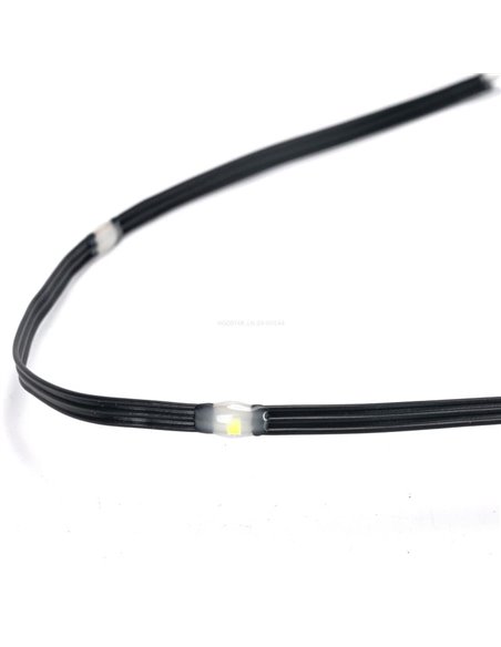 Guirnalda plana exterior de 500 luces LED de bajo voltaje 50m, blanco cálido, cable oscuro IP44