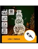 Muñeco de nieve acrílico LED de baja tensión 60cm, blanco cálido, interior y exterior IP44