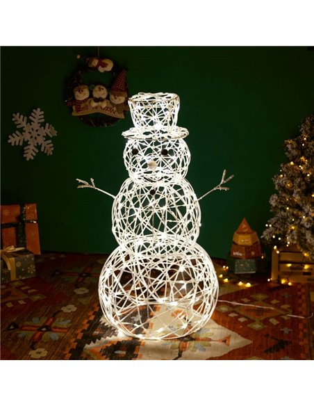 Muñeco de nieve acrílico LED de baja tensión 60cm, blanco cálido, interior y exterior IP44