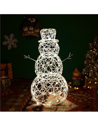 Boneco de neve acrílico com LED de baixa voltagem, 60 cm, branco quente, para uso interno e externo, IP44.