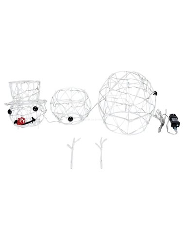 Bonhomme de neige en acrylique LED basse tension 60 cm, blanc chaud, intérieur et extérieur IP44