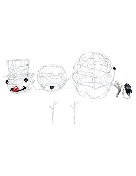 Muñeco de nieve acrílico LED de baja tensión 60cm, blanco cálido, interior y exterior IP44