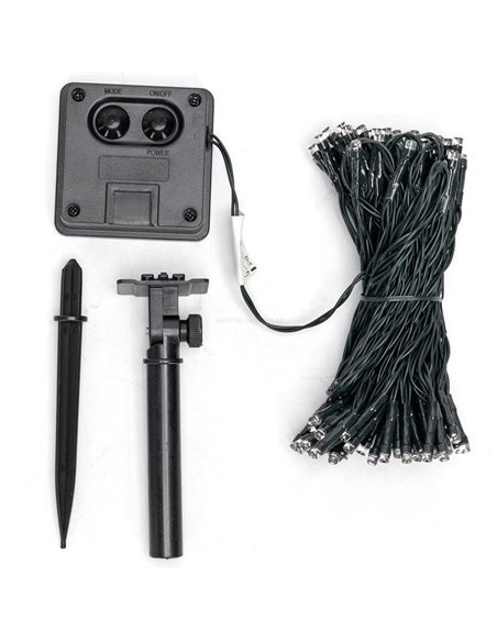 Guirnalda LED solar de 100 luces de colores RGBY 10m, 8 modos, exterior IP65