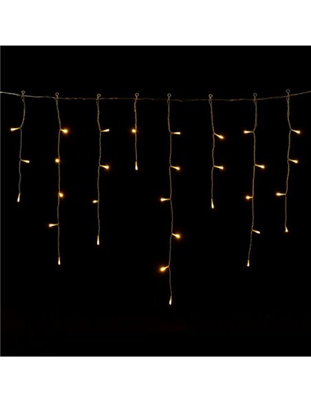 Cortina de 200 luces LED planas carámbano (onda) bajo voltaje 10m, blanco cálido, 8 modos, IP44