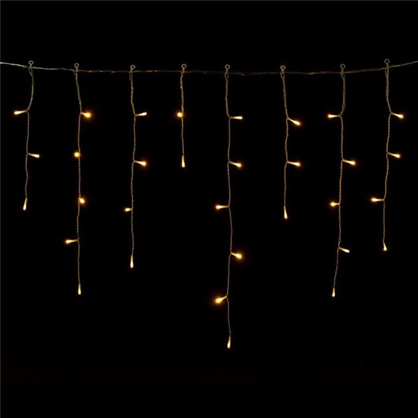 Cortina de 200 luces LED planas carámbano (onda) bajo voltaje 10m, blanco cálido, 8 modos, IP44
