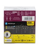 Cortina de 200 luzes LED planas em formato de gelo (onda), baixa tensão, 10m, branco quente, 8 modos, IP44
