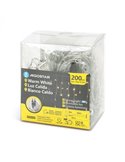 Cortina de 200 luces LED planas carámbano (onda) bajo voltaje 10m, blanco cálido, 8 modos, IP44