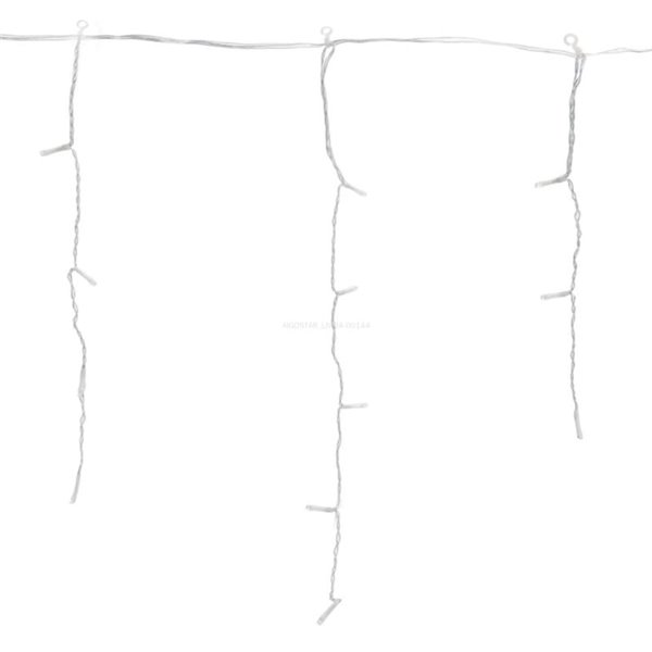 Cortina de 200 luzes LED planas em formato de gelo (onda), baixa tensão, 10m, branco quente, 8 modos, IP44