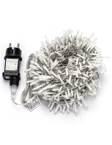 Guirnalda de 200 luces LED bajo voltaje 20m, blanco cálido, 8 func+mem+temp, IP44