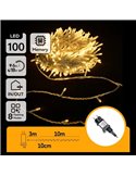 Guirlande lumineuse de 100 LED, basse tension, 10 m, blanc chaud, 8 fonctions + mémoire + température, IP44