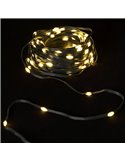 Guirnalda plana exterior de 200 luces LED de bajo voltaje 20m, blanco cálido, cable oscuro IP44