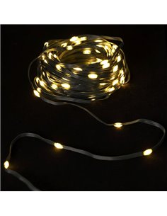 Guirnalda plana exterior de 200 luces LED de bajo voltaje 20m, blanco cálido, cable oscuro IP44 2