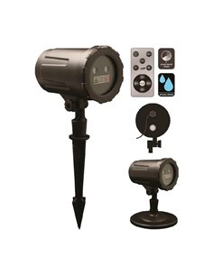 Proyector láser exterior navideño BASICS, mando a distancia, 4 modos, 2 colores, base al suelo+pica, IP44 