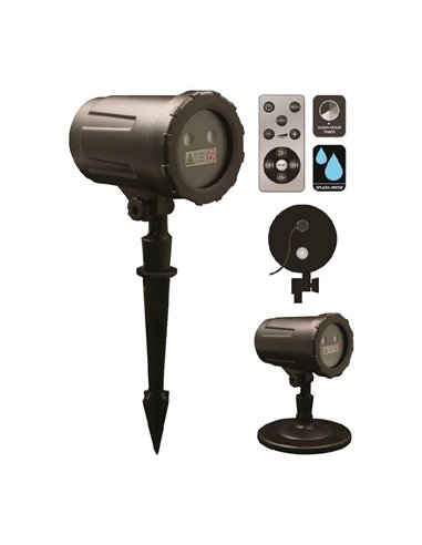 Proyector láser exterior navideño BASICS, mando a distancia, 4 modos, 2 colores, base al suelo+pica, IP44 