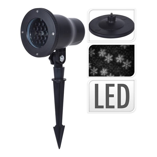 Proyector LED exterior efecto tormenta de nieve BASCIS, base al suelo+pica, IP44