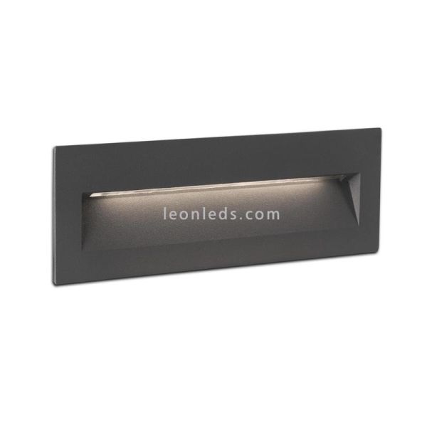 Empotrable LED Exterior rectangular Gris Oscuro 6W 3000K Nat | Baliza LED empotrable | LeonLeds Iluminación