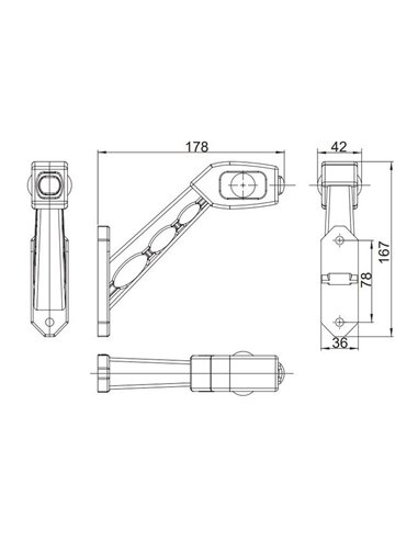 Cuerno LED LD 518, 3 funciones, brazo largo, 12/24V homologado R1, SM1 y A IP68