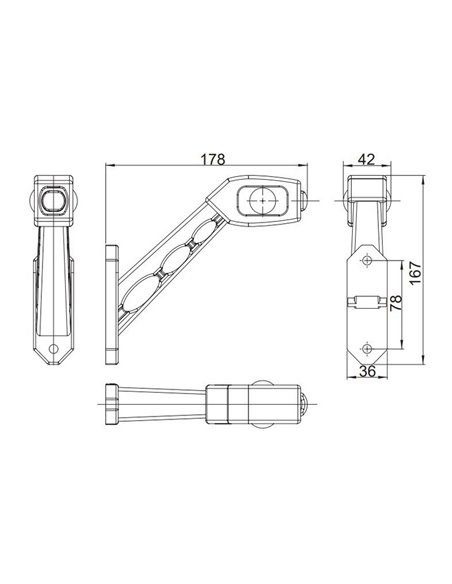 Cuerno LED LD 518, 3 funciones, brazo largo, 12/24V homologado R1, SM1 y A IP68