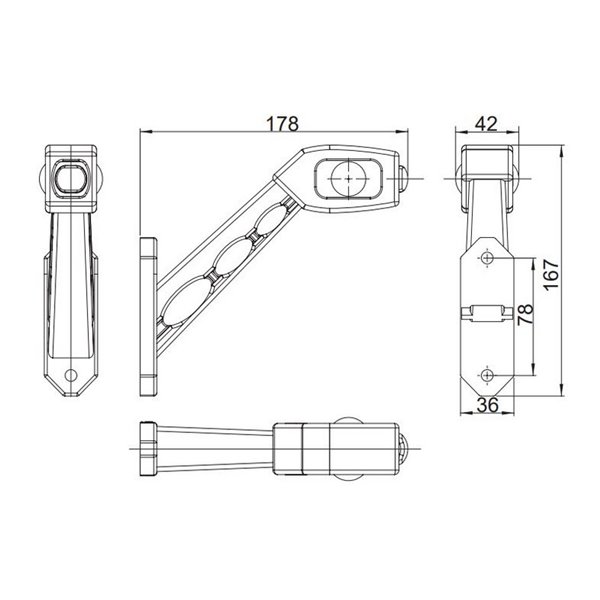 Cuerno LED LD 518, 3 funciones, brazo largo, 12/24V homologado R1, SM1 y A IP68