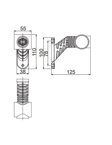 Cuerno LED Neon, brazo inclinado, 12/24V homologado R1, SM1 y A IP68