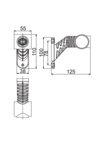 Cuerno LED Neon, brazo inclinado, 12/24V homologado R1, SM1 y A IP68
