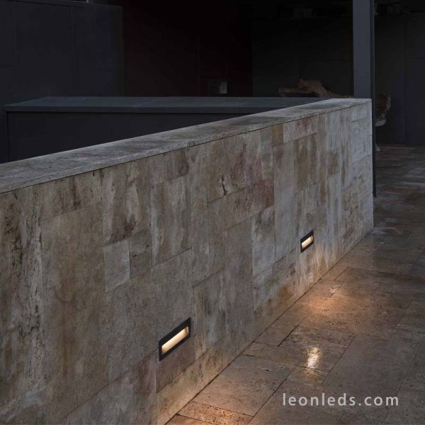 Empotrable LED Exterior rectangular Gris Oscuro 6W 3000K Nat | Baliza LED empotrable | LeonLeds Iluminación