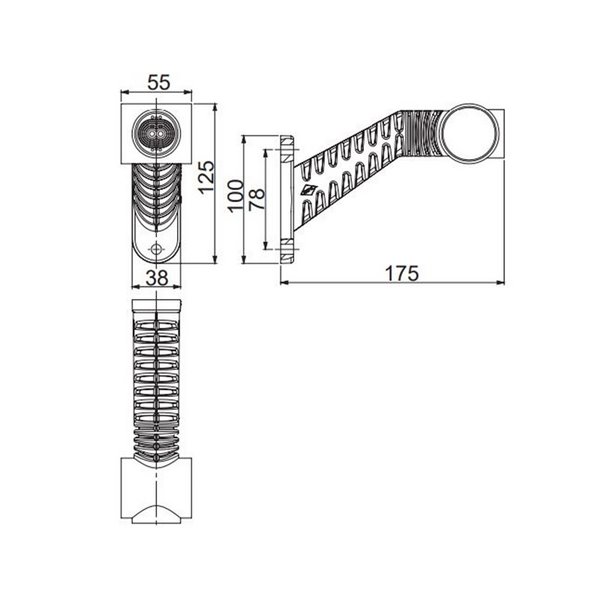Cuerno LED Neon, brazo largo inclinado, 12/24V homologado R1, SM1 y A IP68