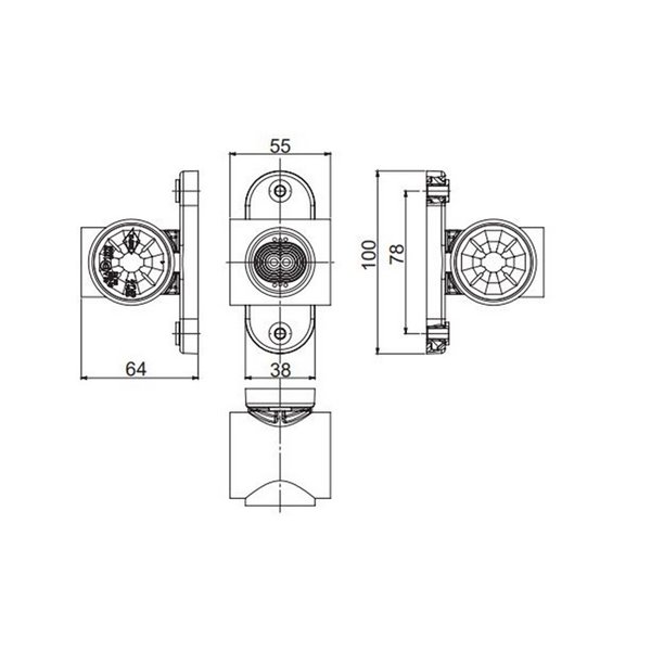 Cuerno LED brazo corto, sin mano 12/24V homologado R1, SM1 y A IP68