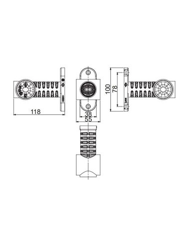 Cuerno LED brazo largo y recto, sin mano 12/24V homologado R1, SM1 y A IP68