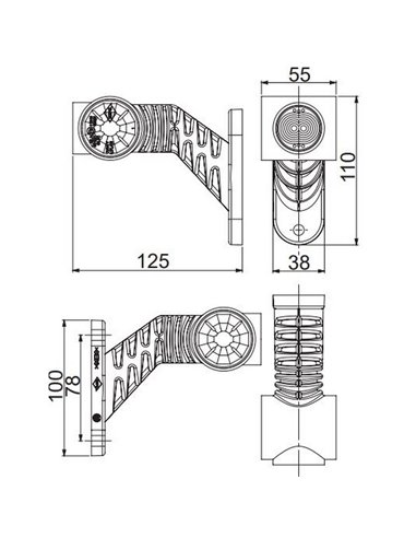 Sirene LED, braço longo, 12/24V, homologada R1, SM1 e IP68.