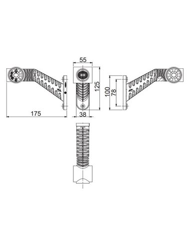 Cuerno LED brazo inclinado largo 12/24V homologado R1, SM1 y A IP68