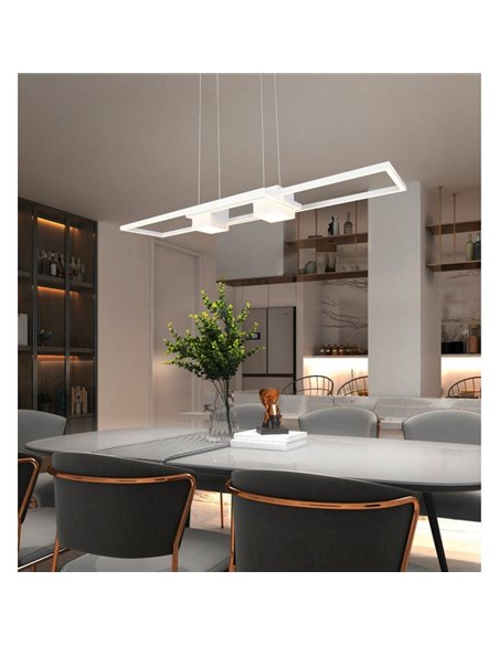 Luminária pendente minimalista de LED ALBANY, 37W, 4300lm, 2700-6500K, IP20, branca