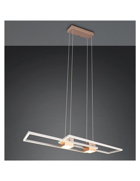 Luminária pendente LED retangular moderna ALBANY 37W 4300lm, 2700-6500K IP20 Cor Café