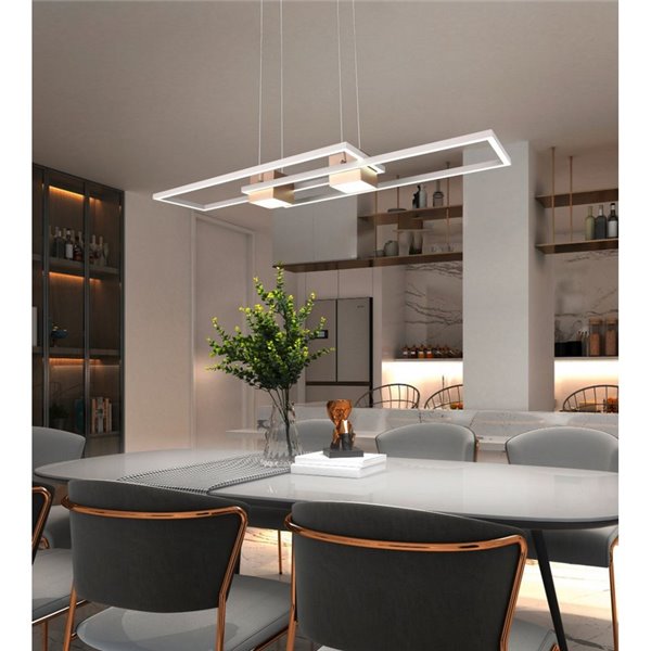Lámpara colgante LED moderna rectangular ALBANY 37W 4300lm, 2700-6500K IP20 Café
