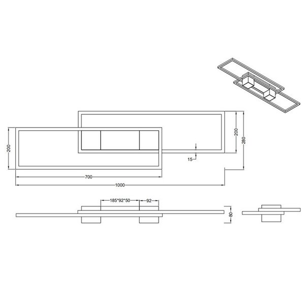 Plafón de techo LED rectangular ALBANY 37W 4300lm, 2700 - 6500K IP20 Café