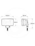 Medidas Faro LED de carretera rectangular con Luz de Cruce Luz, Carretera y Posición con soporte inferior o lateral