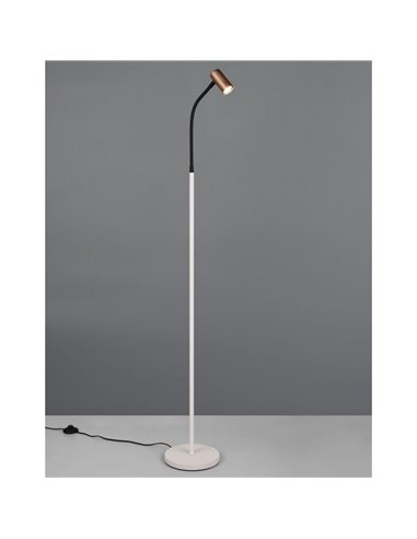 Luminária de pé TARYN com foco ajustável, interruptor de pé e lâmpada não incluída. 1x GU10 máx. 5W IP20 Café