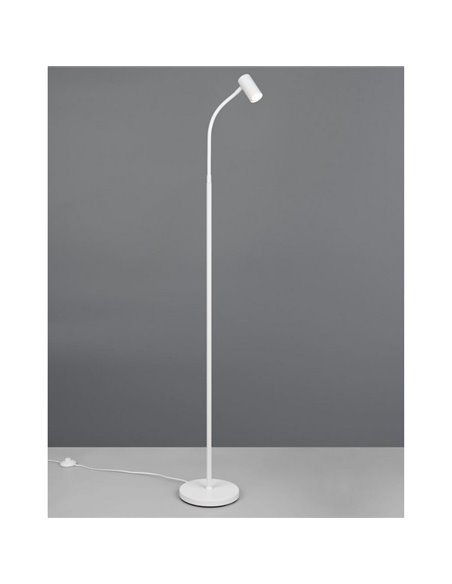 Luminária de chão TARYN 133,5 cm, ajustável, com foco embutido. Lâmpada não incluída. 1 lâmpada GU10, máx. 5 W, IP20, branca.