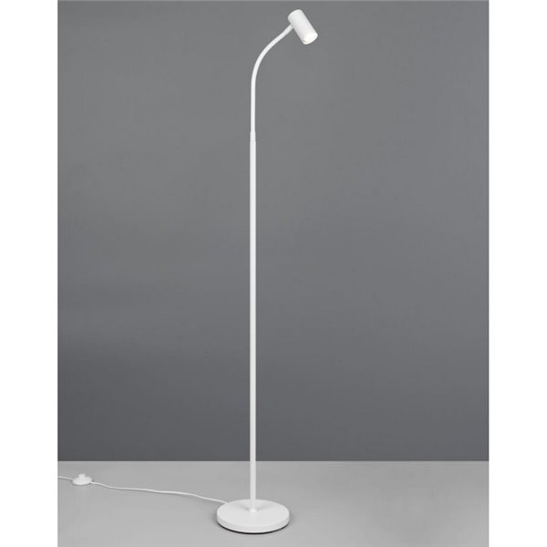 Luminária de chão TARYN 133,5 cm, ajustável, com foco embutido. Lâmpada não incluída. 1 lâmpada GU10, máx. 5 W, IP20, branca.