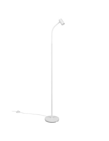 Luminária de chão TARYN 133,5 cm, ajustável, com foco embutido. Lâmpada não incluída. 1 lâmpada GU10, máx. 5 W, IP20, branca.