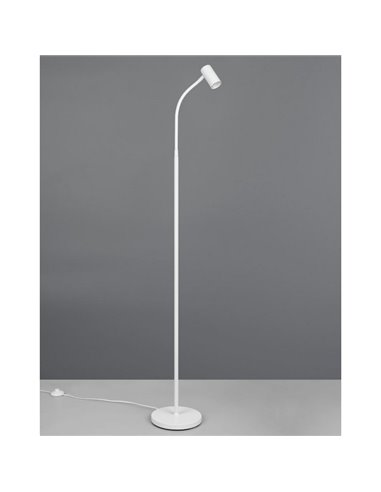 Luminária de chão TARYN 133,5 cm, ajustável, com foco embutido. Lâmpada não incluída. 1 lâmpada GU10, máx. 5 W, IP20, branca.