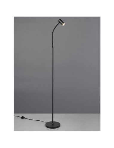 Luminária de chão TARYN 133,5 cm, ajustável, com foco embutido (lâmpada não incluída: 1 x GU10, máx. 5 W), IP20, preta.