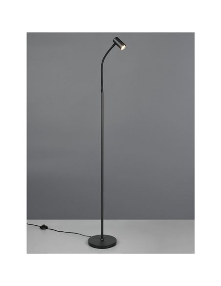 TARYN Stehleuchte 133,5 cm, verstellbarer Spot, Leuchtmittel exkl. 1x GU10 max. 5W, Schutzart IP20, Schwarz