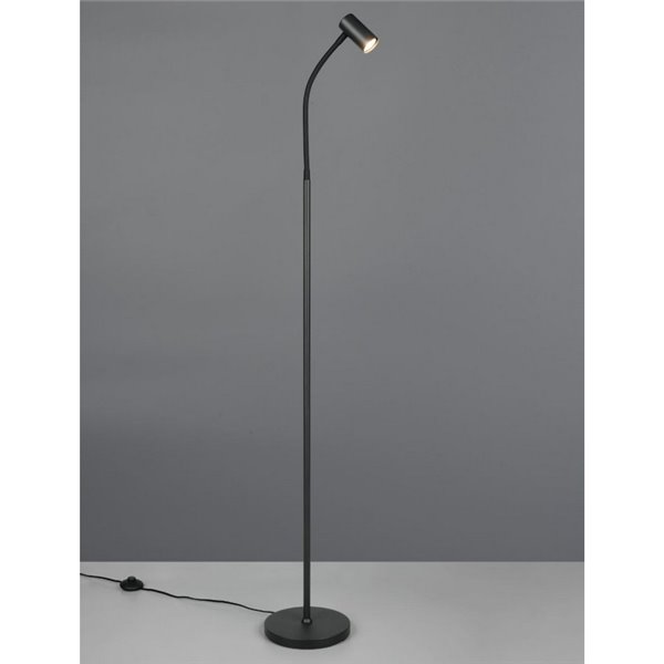 Luminária de chão TARYN 133,5 cm, ajustável, com foco embutido (lâmpada não incluída: 1 x GU10, máx. 5 W), IP20, preta.