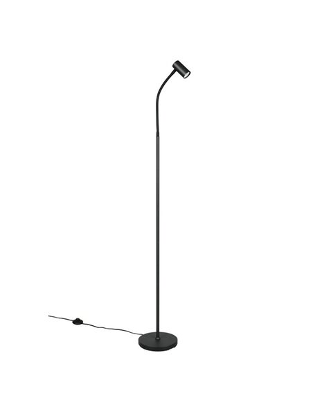 TARYN Stehleuchte 133,5 cm, verstellbarer Spot, Leuchtmittel exkl. 1x GU10 max. 5W, Schutzart IP20, Schwarz